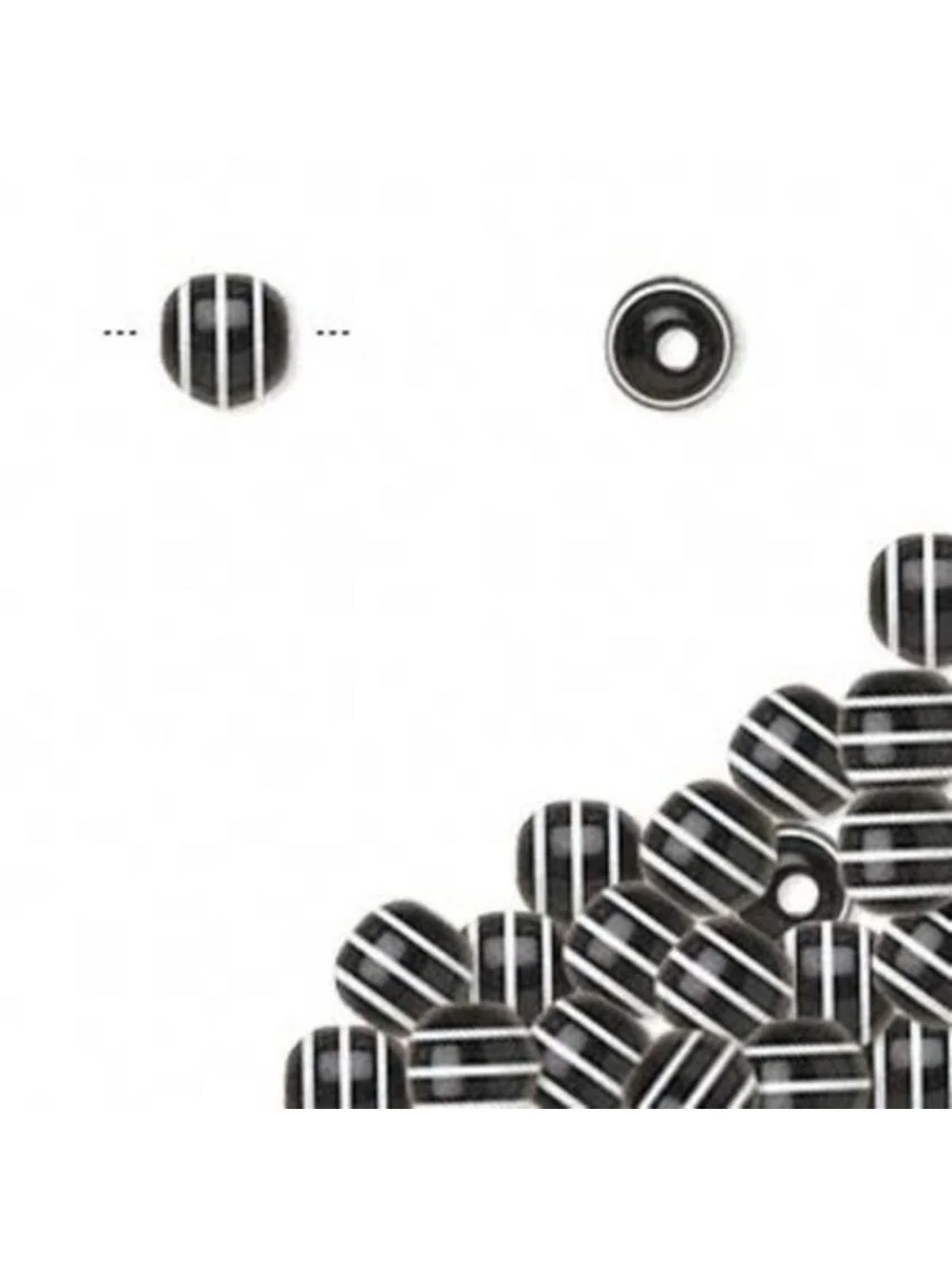 20 Vintage Black White Stripes 6mm Round Acrylic Beads